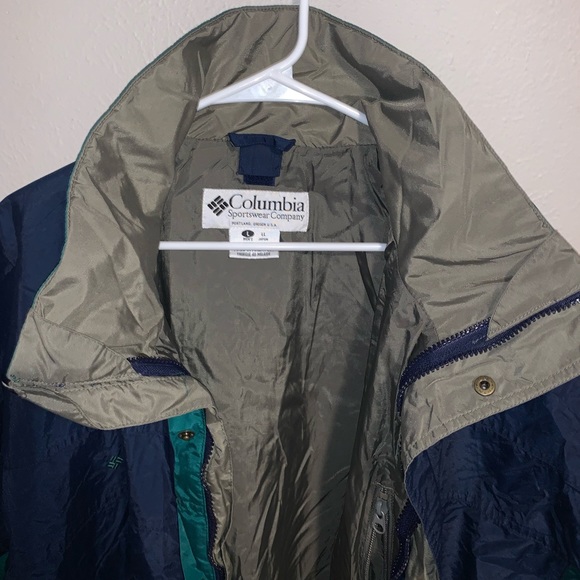 Columbia Blue/Green Hooded Jacket w/ Zipper - Picture 6 of 6
